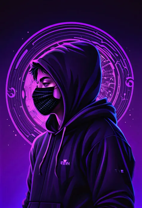 Vector illustration, Minimalism, number, vaporwave style, Beautiful and meticulous illustrations, A little more purple，
Hacker w...