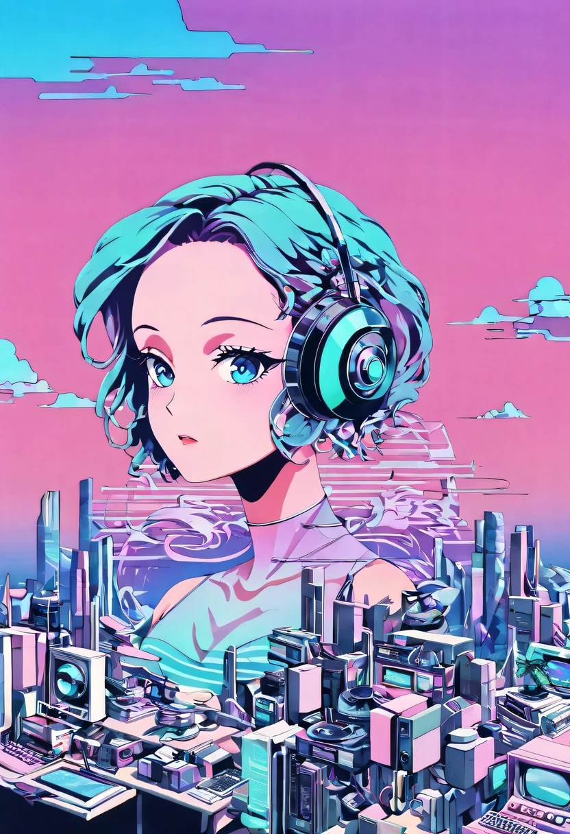 (vaporwave grotesque aesthetic:1.8),High saturation color,David bust sculpture head and body separated, double contact, Commodity Ocean News,High saturation color,futuristic city, English title，fantasy, matrix, desert, ocean,Close-up of High quality gramophone,coconut tree,24th century,Strong psychedelic colors and retro-future decadence,distressed and stylized, illusory、Collage、No order，dystopian、lo-fi、sample fusion jazigital、chip tune、Fault art、futuristic、High quality、dematerialized art、retro tech、Surrealism,vaporwave nostalgia, very vaporwave, maximalist vaporwave, vaporwave, vaporwave!, vaporwave aesthetics, cyberpunk vaporwave, 90s aesthetic, vaporwave art, 90s aesthetic, 90's aesthetic, hip hop vaporwave, vaporwave aesthetic, vaporwave cartoon,