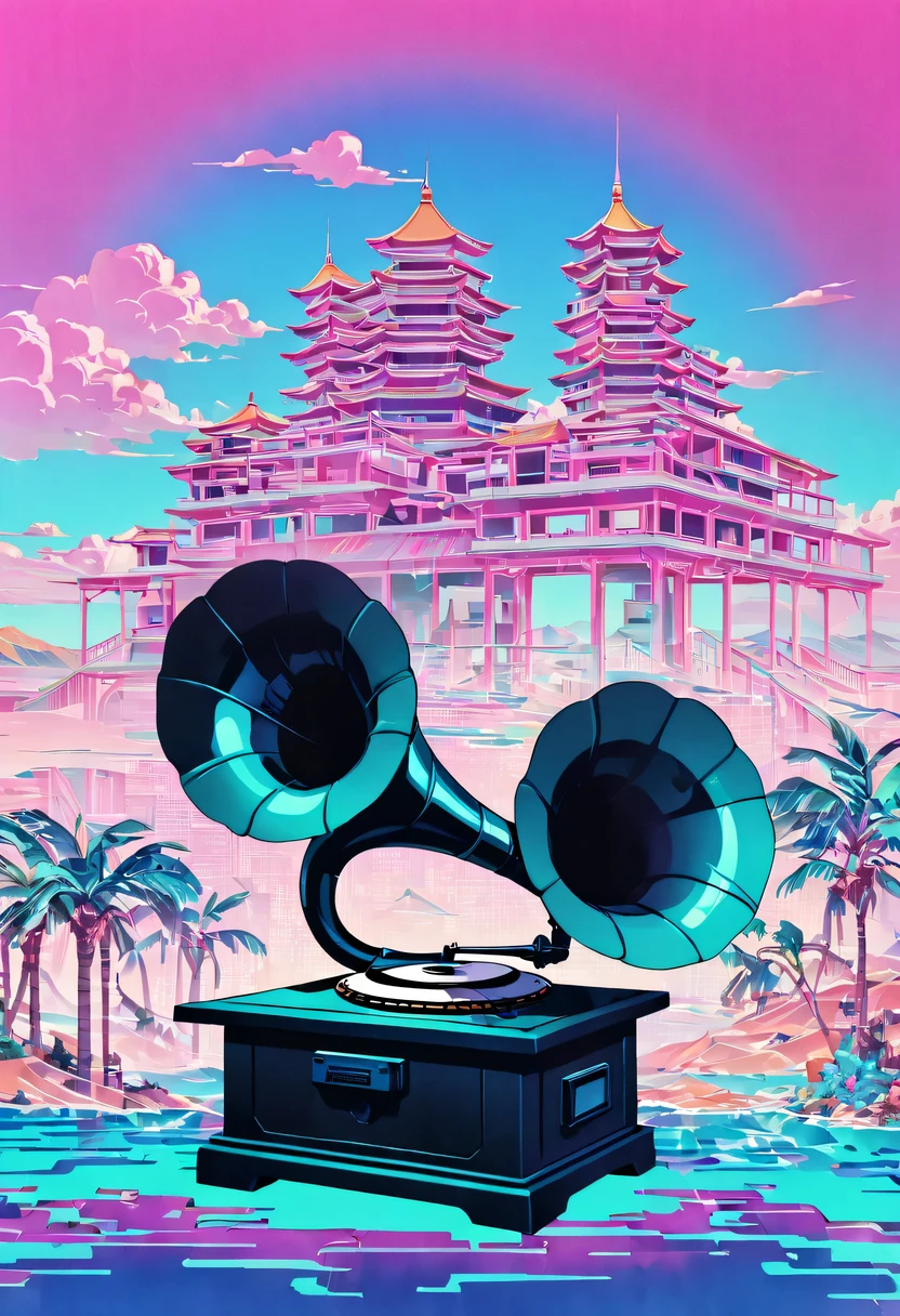 vaporwave grotesque aesthetic,High saturation color,David bust sculpture head and body separated,  double contact, Commodity Ocean News,High saturation color,futuristic city, English title，fantasy, matrix, desert, ocean, Chinese pavilions,Close-up of High quality gramophone,coconut tree,24th century,Strong psychedelic colors and retro-future decadence,distressed and stylized, illusory、Collage、No order，dystopian、lo-fi、sample fusion jazigital、chip tune、Fault art、futuristic、High quality、dematerialized art、retro tech、Surrealism,vaporwave nostalgia, very vaporwave, maximalist vaporwave, vaporwave, vaporwave!, vaporwave aesthetics, cyberpunk vaporwave, 90s aesthetic, vaporwave art, 90s aesthetic, 90's aesthetic, hip hop vaporwave, vaporwave aesthetic, vaporwave cartoon,