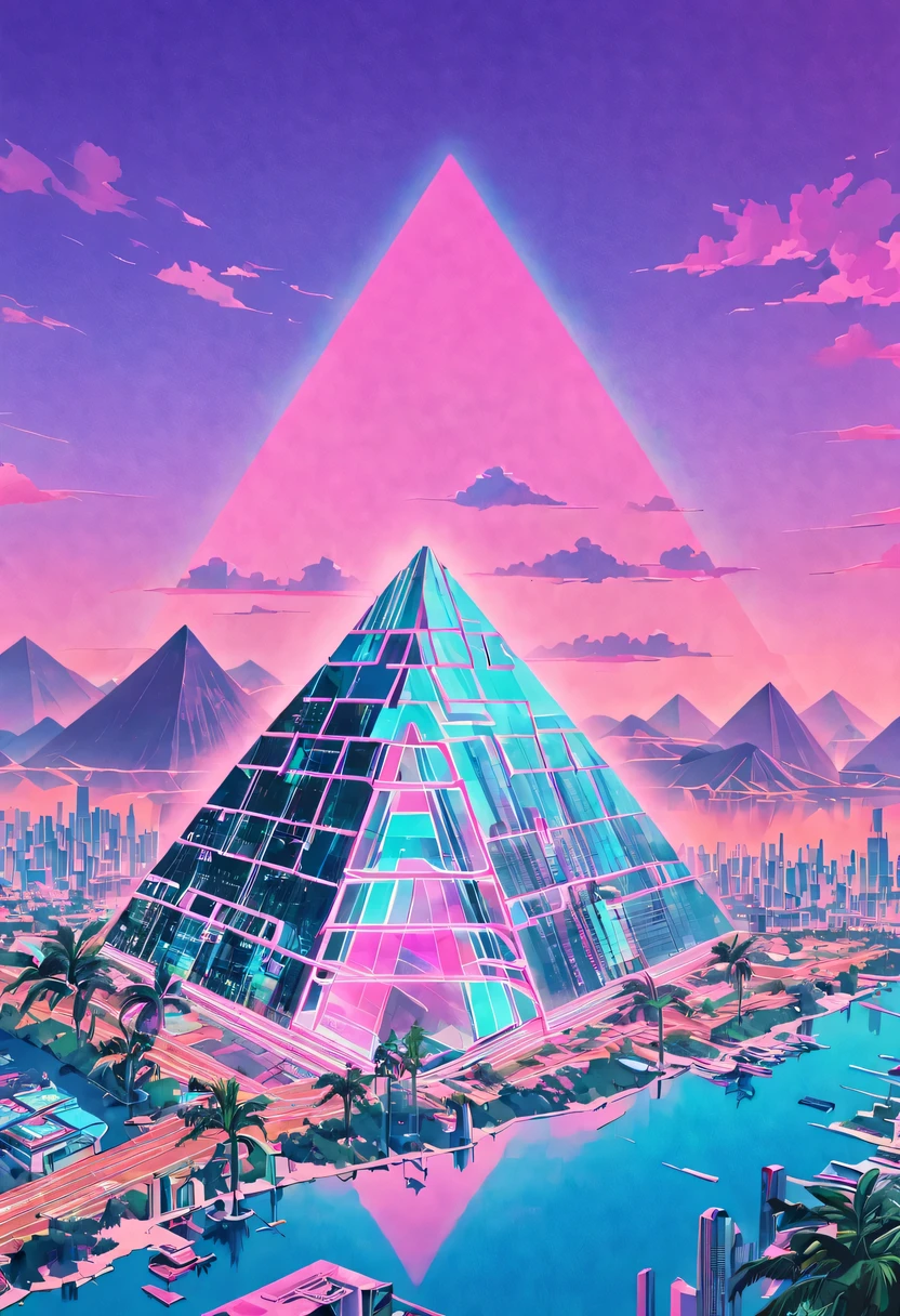 vaporwave头部和身体分开, David sculpture interior, double contact, 商品ocean报,cyberpunk city in background, Ink punk, Colorful neon lights，futuristic city, English title，fantasy, matrix, desert, ocean, pyramid,Screen close-up,coconut tree, 24th century,Strong psychedelic colors and retro-future decadence,distressed and stylized, illusory、Collage、No order，dystopian、Lo-Fi、sample fusion jazigital、chiptune、Fault art、futuristic、High quality、dematerialized art、retro tech、Surrealism,vaporwave nostalgia, very vaporwave, maximalist vaporwave, vaporwave, vaporwave!, vaporwave aesthetics, cyberpunk vaporwave, 90s aesthetic, vaporwave art, 90s aesthetic, 90's aesthetic, hip hop vaporwave, vaporwave aesthetic, vaporwave cartoon,