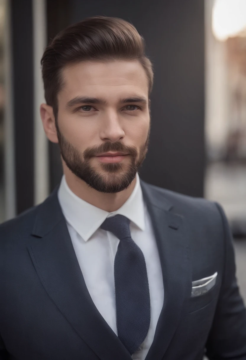 Handsome man in suit , beautiful beard , shorth hair, executive sexy man -  SeaArt AI