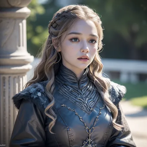 Certainly! Here's a prompt for a beautiful character from Game of Thrones:

In the mythical realm of Westeros, a stunningly beau...