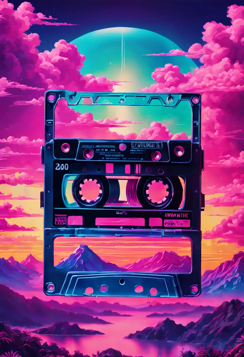 cassette tape vaporwave, highly accurate realistic lifelike intricately detailed meticulous vibrant colorful ultradetailed. epic...