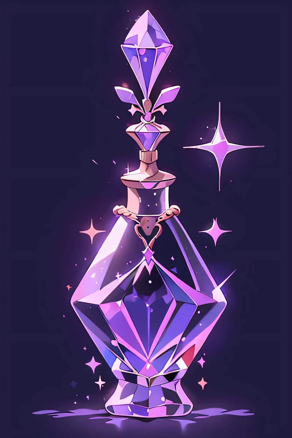 game icon institute, game icon, purple bottle, brilliant diamond in a bottle, sparkle, black background  