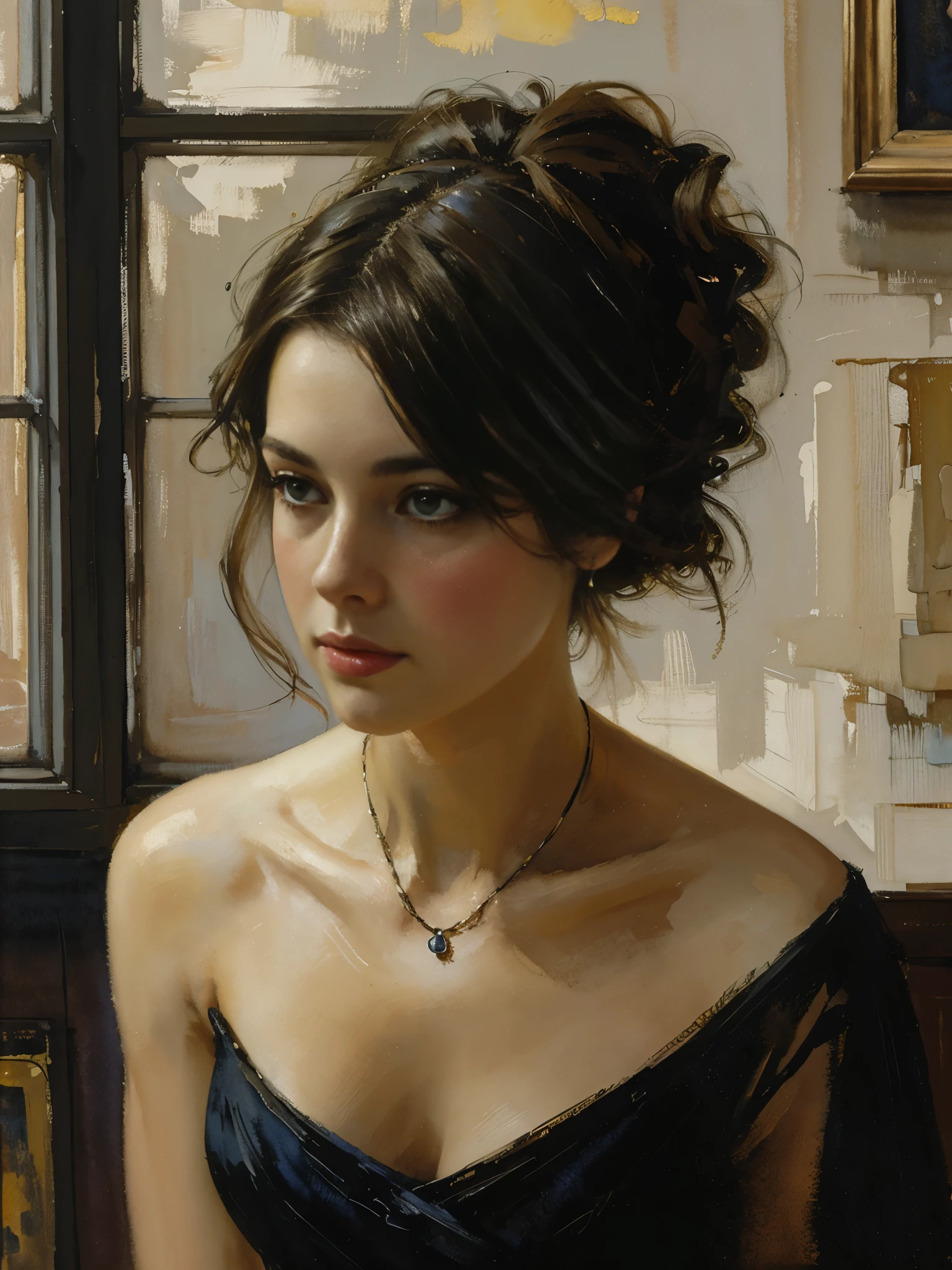 Gemälde einer Frau, mit Einfluss von Jeremy Mann, Jeremy Mann, Stil von Jeremy Mann, Gemälde von Jeremy Mann, Jeremy Mann Kunst, Ron Hicks, Liepke, Jeremy Mann und Alphonse Mucha, Werke, die Edmund Blampid beeinflusst haben, robert lenkiewicz, Casey Baugh und James Jean, Werke, die Willem Kalf beeinflusst haben, Nick Alm, Becher, figurative Kunst, Intensive Aquarellmalerei, Aquarell detaillierte Kunst,Schöne und ausdrucksstarke Gemälde, Wunderschöne Kunstwerkillustration, wunderbar, coole Schönheit, höchste Qualität, offizielle Kunst, perfekte Komposition,perfekter Winkel, bester Schuss, weibliches Solo, scharfe Kontur, Melancholie, Nostalgie, Nostalgie,Augen ohne Pupillen, farbe auge, ideales Tier, Auf der Suche nach der verlorenen Zeit, Marcel Proust, sentimental, Ganzkörper Esbisch, Die vage Grenze zwischen Vergangenheit und Gegenwart, Abrufen, Paris in der ersten Hälfte des 20. Jahrhunderts, montparnasse