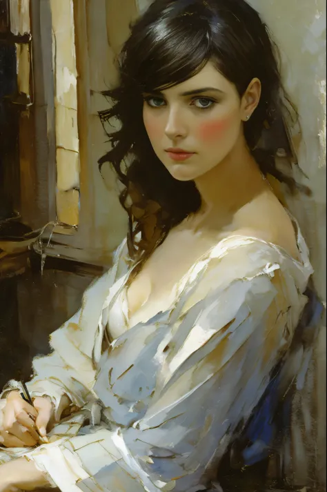 painting of woman, with influence of Jeremy Mann, Jeremy Mann, style of Jeremy Mann, Jeremy Mann painting, Jeremy Mann art, Ron ...