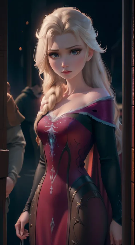 (elsa frozen-rose quartz su mezclando modelos .) highly detailed cg unity 8k wallpaper, style shot, complex, high detail, dramat...