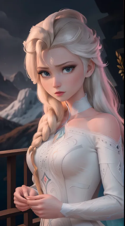 (elsa frozen-rose quartz su mezclando modelos .) highly detailed cg unity 8k wallpaper, style shot, complex, high detail, dramat...