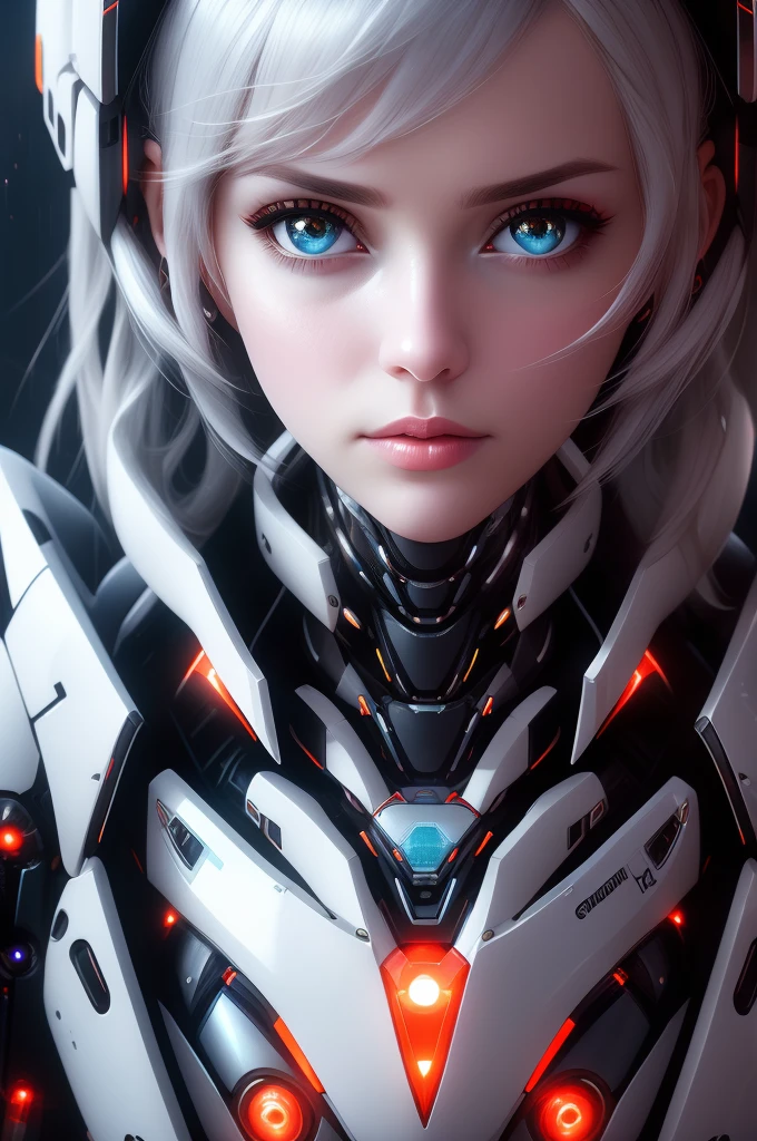 a performance portrait of a pliant [goddess|babe] , (edgMechagirl, a woman in a mecha outfit,futuristic armor,wearing edgMechaGirl cyber_armor :1.2), perfect face, pretty face, coral eyes, titian hair, long hair, flat chest, lush detail, absurdres,