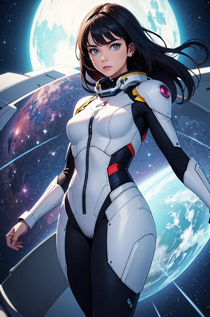 (best quality,4k,8k,highres,masterpiece:1.2),ultra-detailed,(realistic,photorealistic,photo-realistic:1.37),anime girl fantasy,sci-fi,space suit,big,front view,solo photo,thick hair,thick thighs,standing,thick legs,colorful,powerful lighting,deeper shadows,sharp focus,detailed facial features,sparkling eyes,stylish outfit,vibrant colors,background with celestial elements.