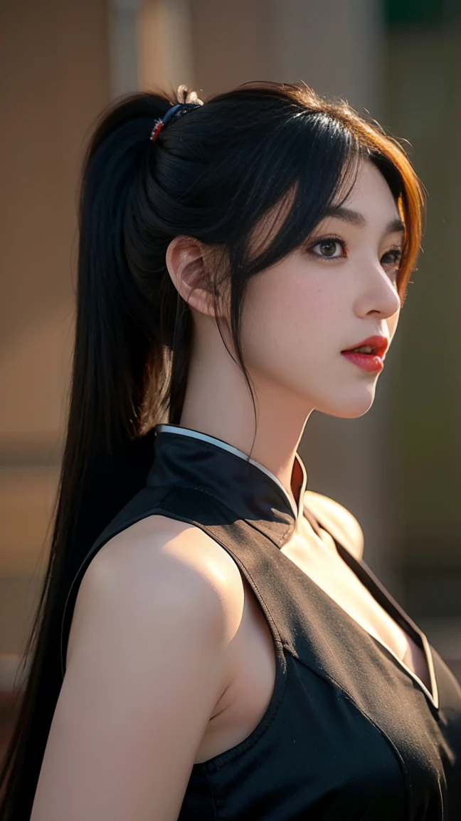 high quality images work of art masterpiece 1.3 beautiful asian girl cosplay Animation Da_yunxu animation perfect world with cheongsam costume ancient chinese smooth long black hair ponytail perfect face body perfect image looking at the viewer a truly beautiful work of art 3d image highest resolution uhd best quality image 32k