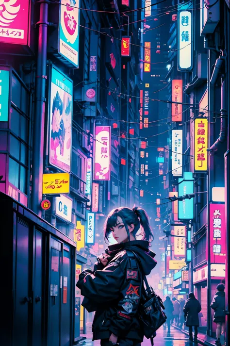 cyberpunk city, aesthetic, high resolution, tokyo vibes