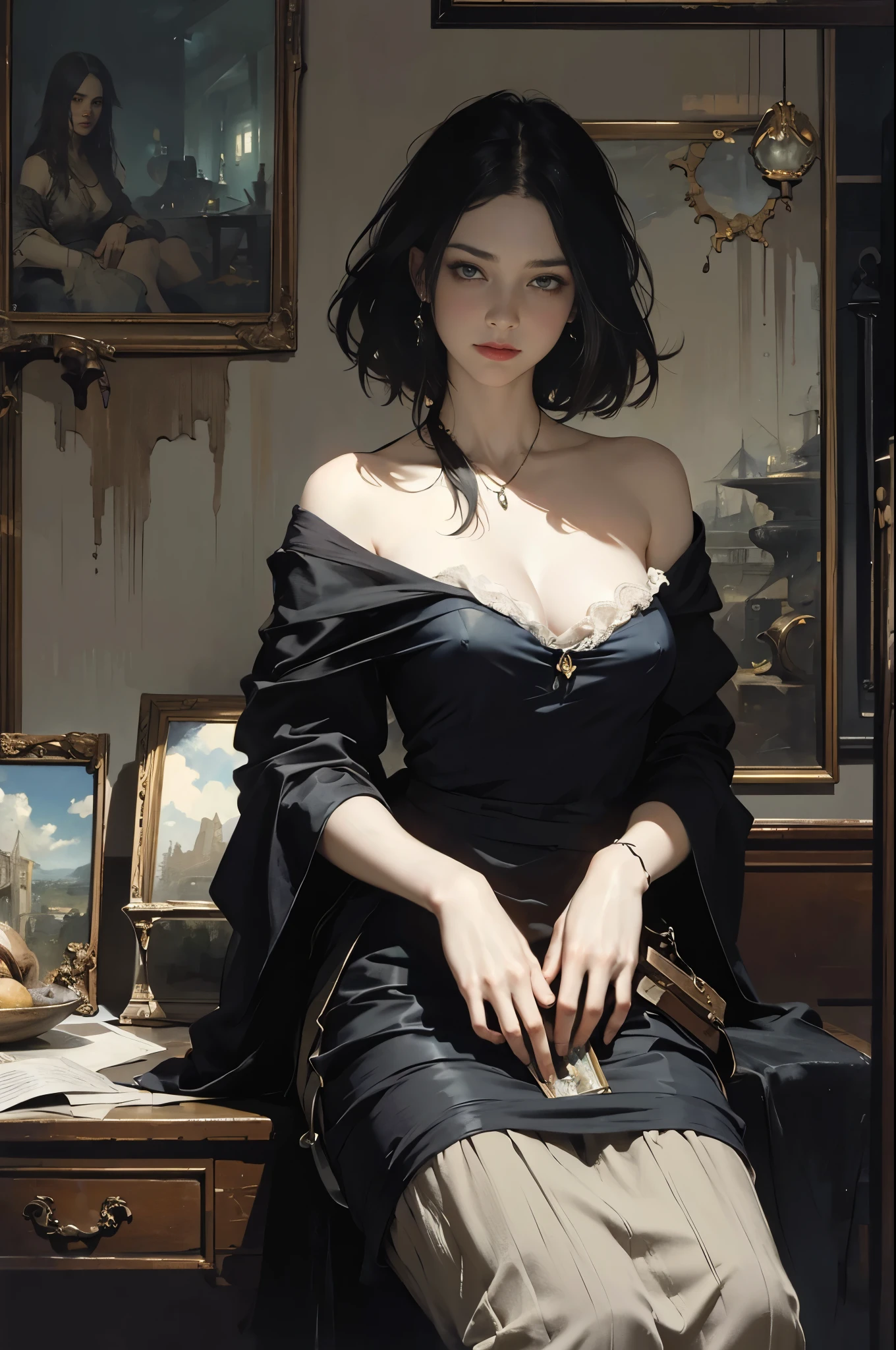 Gemälde einer Frau, mit Einfluss von Jeremy Mann, Jeremy Mann, Stil von Jeremy Mann, Gemälde von Jeremy Mann, Jeremy Mann Kunst, Ron Hicks, Liepke, Jeremy Mann und Alphonse Mucha, Werke, die Edmund Blampid beeinflusst haben, robert lenkiewicz, Casey Baugh und James Jean, Werke, die Willem Kalf beeinflusst haben, Nick Alm, Becher, figurative Kunst, Intensive Aquarellmalerei, Aquarell detaillierte Kunst,Schöne und ausdrucksstarke Gemälde, Wunderschöne Kunstwerkillustration, wunderbar, coole Schönheit, höchste Qualität, offizielle Kunst, perfekte Komposition,perfekter Winkel, bester Schuss, Nur Frauen, scharfe Kontur, Melancholie, Nostalgie, Nostalgie,Augen ohne Pupillen, farbe auge, ideales Tier, Auf der Suche nach der verlorenen Zeit, Marcel Proust, sentimental, Paris in der ersten Hälfte des 20. Jahrhunderts, montparnasse, Ganzkörper Esbisch, draussen