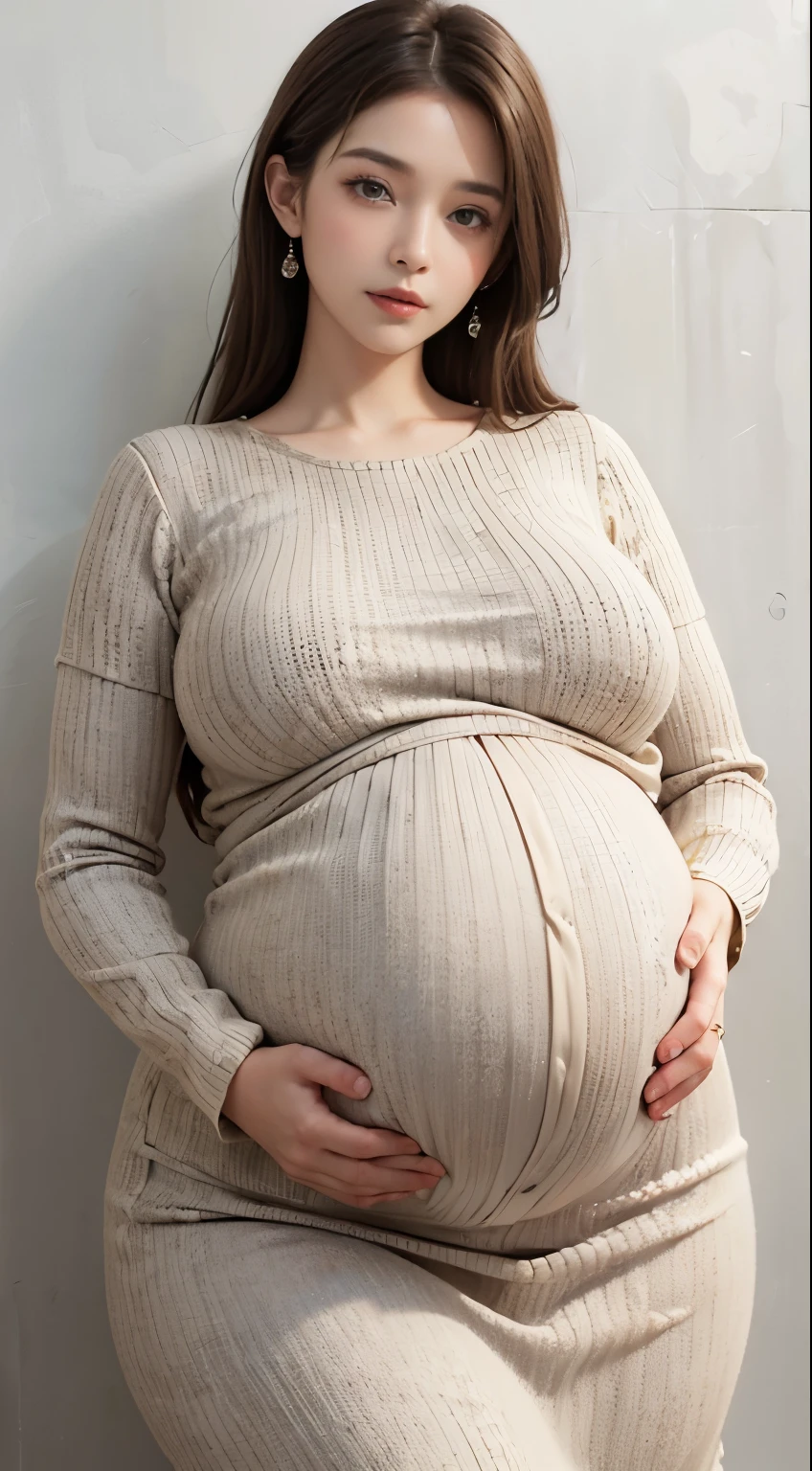 A pregnant woman in a dress poses for a picture - SeaArt AI