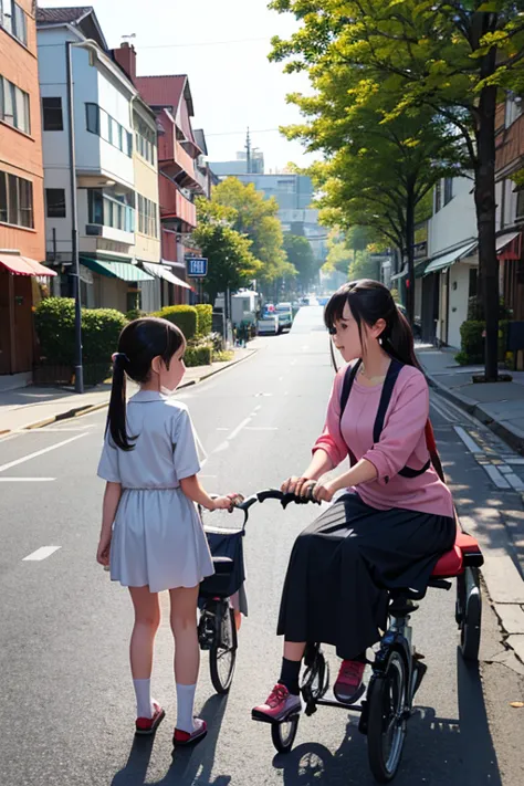 sad young women young girl young child with her young child sitting and walking child walking on walking with her sitting on wit...