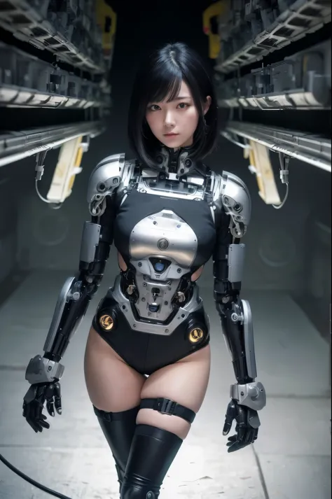 masterpiece, best quality, extremely detailed, Japaese Cyborg girl,Plump , control panels,android,Droid,Mechanical Hand, Robot a...