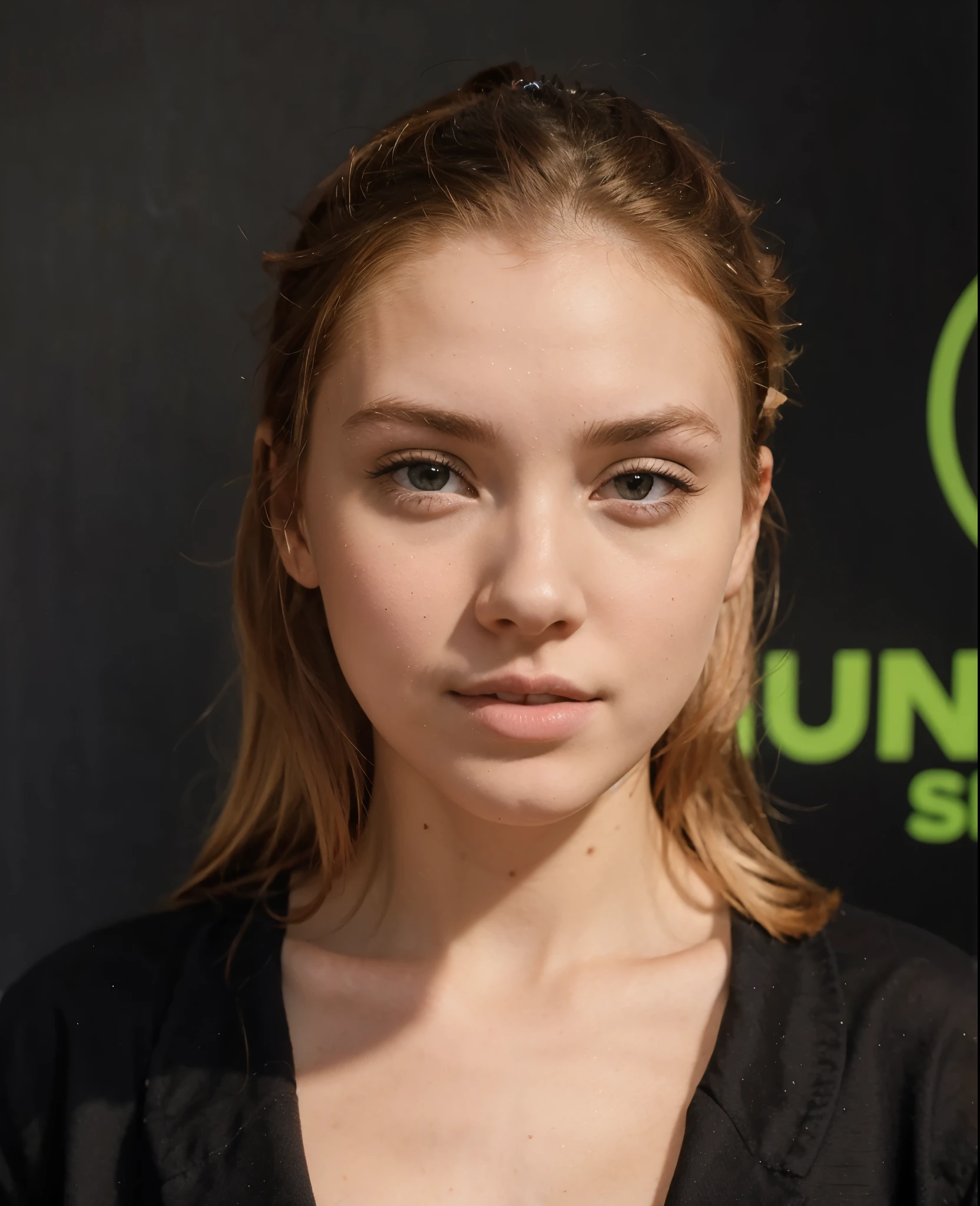 A close up of a woman with a black shirt and a black shirt - SeaArt AI