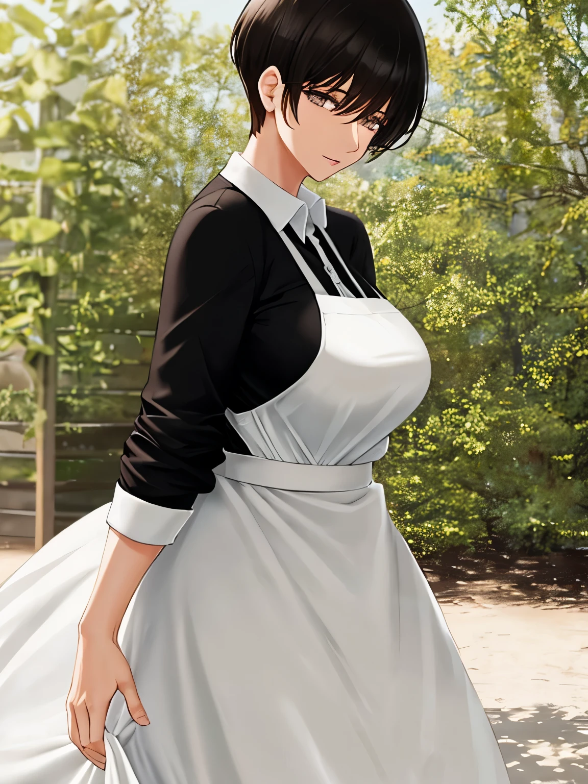 Anime girl in a maid dress posing for a picture - SeaArt AI