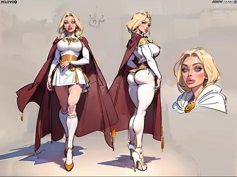 ((masterpiece)),(((best quality))),((character design sheet)), illustration,1woman, environment Scene change,  muscular, (white skin:1.4), white legs, thick legs, (royalty cape:1.5), scribbles and marks, fire, ((detailed face:1.1)), rough sketches, pose to...