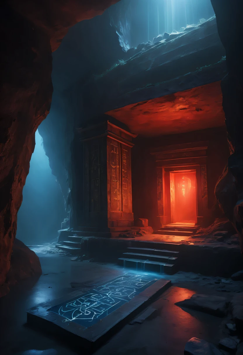 A wonderful underground cave, Alien civilization ruins, a mysterious tomb, Metal coffin, a treasure, Sparkling gold coins, terracotta warriors, antiquities, cultural relic, alien hieroglyphics, future technology, 诡异的magic力量, unknown cosmic energy, eye of control, Scan grid, epic, grand, octane rendering, Enhanced, complex, ((dark)),epic,8k,fantasy,Super detailed,magic, Cast spells,black hole,threaten,ridiculous,abyssal,magic阵,excess energy,science fiction,abyssaltech,dark energy,ethereal,desolving,perspective,abyss,Anti-tech,science fiction,Pure energy, (masterpiece, flagship artwork, official art, professional, unified 8k wallpaper:1.3), Super detailed, (actual, photoactual, photo-actual:1.37), human development report, ultra high definition, studio lighting, Ultra-fine painting, sharp focus, Physically based rendering, professional, bright colors, Bokeh.