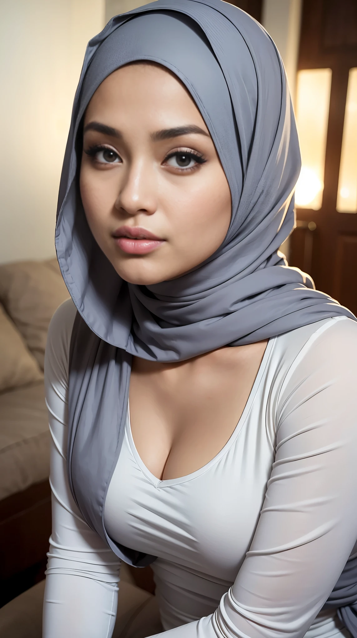 A close up of a woman wearing a hijab posing for a picture - SeaArt AI