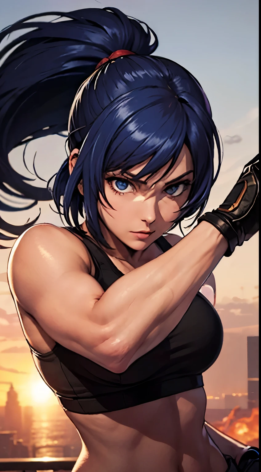 imagem de perfil, lateralmente, Leona Heidern, kof2000, vários ângulos, registro na polícia 