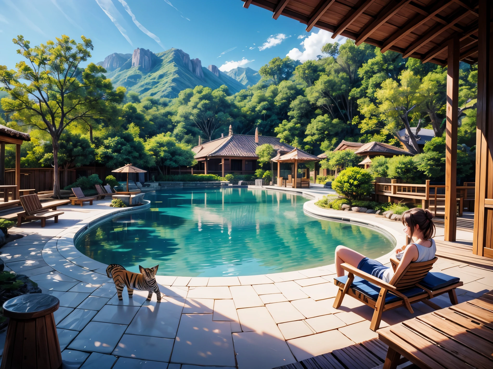 Animal resort facility、animals are playing、beautiful scenery