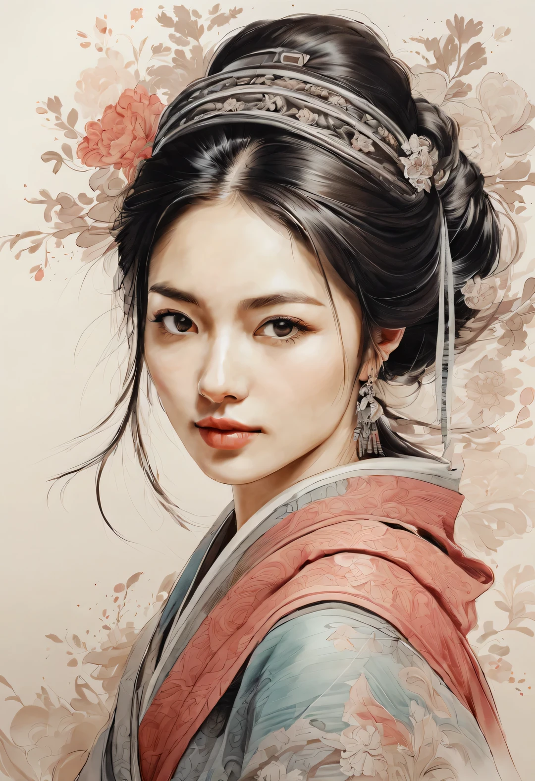 Calligraphy style, portrait, Beautiful detailed