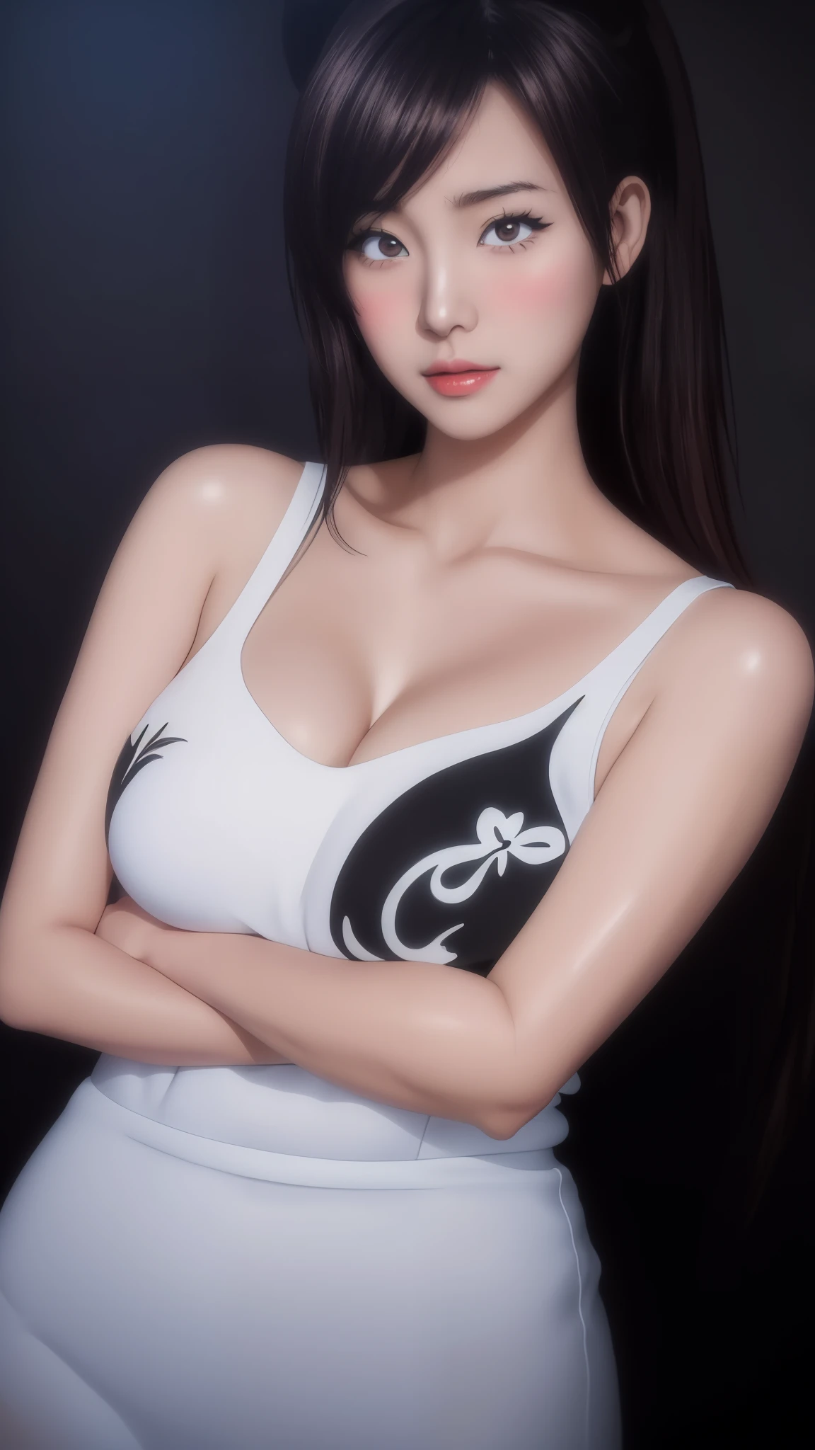 arafed asian woman in a white and black dress posing for a picture, realistic. cheng yi, smooth anime cg art, painted in anime painter studio, photorealistic anime, hyperrealistic , a hyperrealistic , attractive anime girl, [ 4 k digital art ]!!, kawaii realistic portrait, made with anime painter studio, realistic cute girl painting
