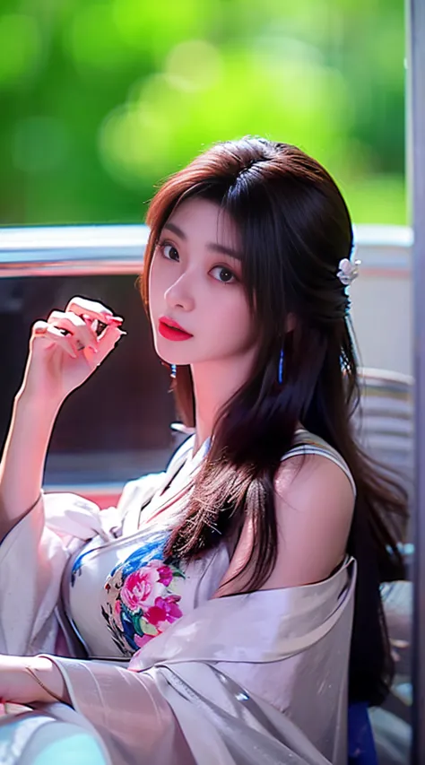 girls korean female korean model girl in flowery dress photoshoot free, in the style of hyper-realistic portraiture, 32k uhd, sh...