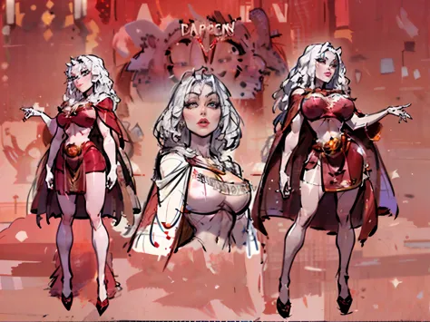 ((masterpiece)),(((best quality))),((character design sheet)), illustration,1woman, environment Scene change,  muscular, (white skin:1.4), ((mother Gothel)), slendered abs, red legs, thick legs, (red cape:1.5), (clean lines), ((detailed face:1.1)), rough s...