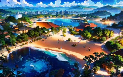 High resolution,High resolution,high quality,landscape,realistic,blue sky,resort，tropical island