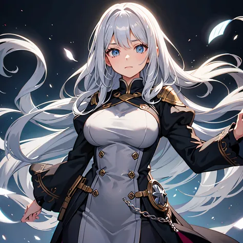 Silver hair, beautiful girl, breasts, tactician, overall otherworldly style