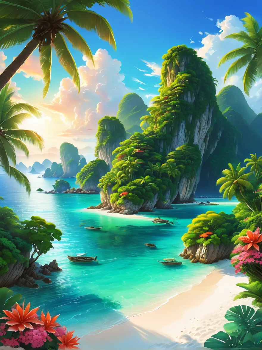 wonderland旅行目的地，梦幻wonderland，Charming holiday paradise，wonderland，fantasy land，Travel vacation，heavenly island，beautiful beaches...