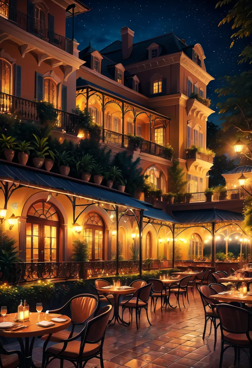 night.night.night view.It is a comfortable and relaxing resort...Gorgeous and noble mansion.Tables and chairs for terrace cafe i...