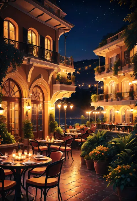 night.night.night view.it&#39;s a comfort、relaxing resort...Gorgeous and noble mansion.Garden Terrace HD Terrace Cafe Tables and...