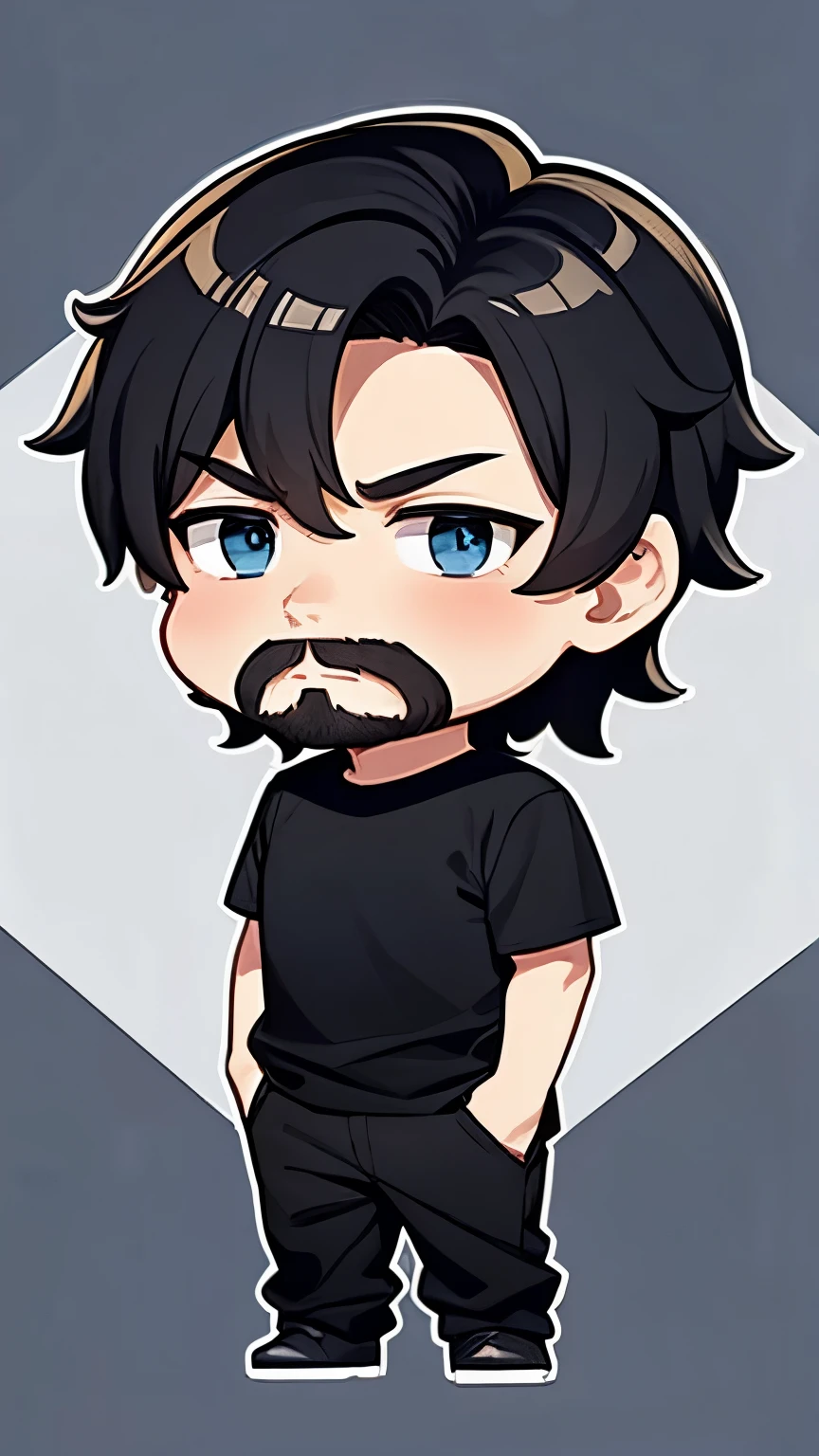 Chibi boy with a goatee and a beard - SeaArt AI