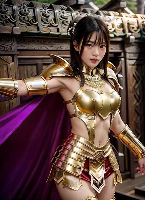 ultra‐realistic, sharp-focused, a beautiful 17 year old female knight, a model with ethnicity mix of korean and chinese, wearing...