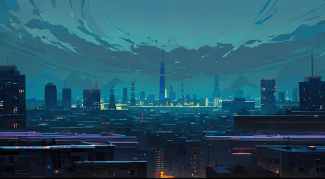 futuristic sky:

paint the top of the canvas with colors that represent a futuristic sky.
skyscrapers:

draw skyscraper silhouet...