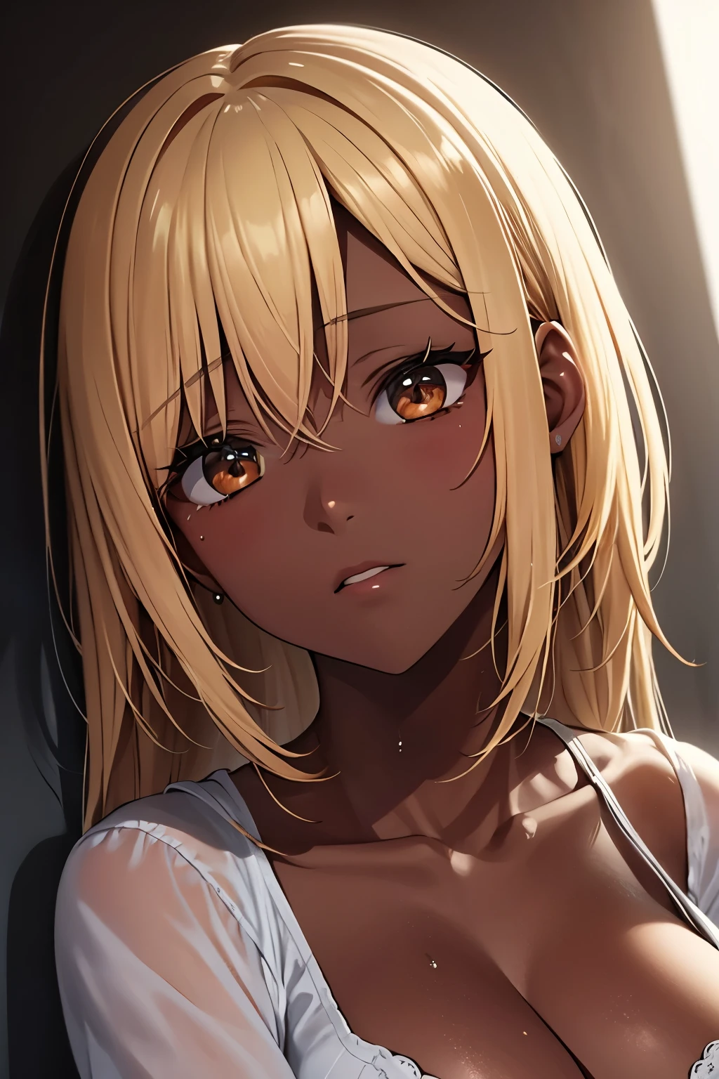 Anime girl with blonde hair and big breasts posing for the camera - SeaArt  AI