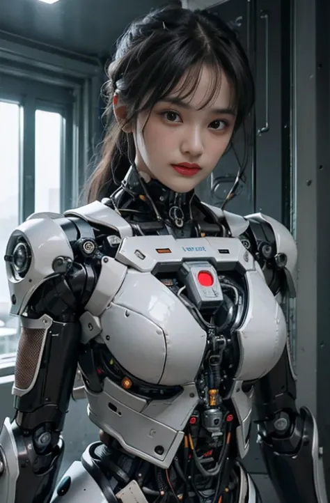 intelligent bionic robot、male people、cyborg robot parts、cable electric wires、microchips、bright studio、hyperphotorealism、high-det...