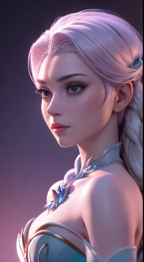 (elsa frozen-rose quartz su mezclando modelos .) (ultra fusión) highly detailed cg unity 8k wallpaper, style shot, complex, high...