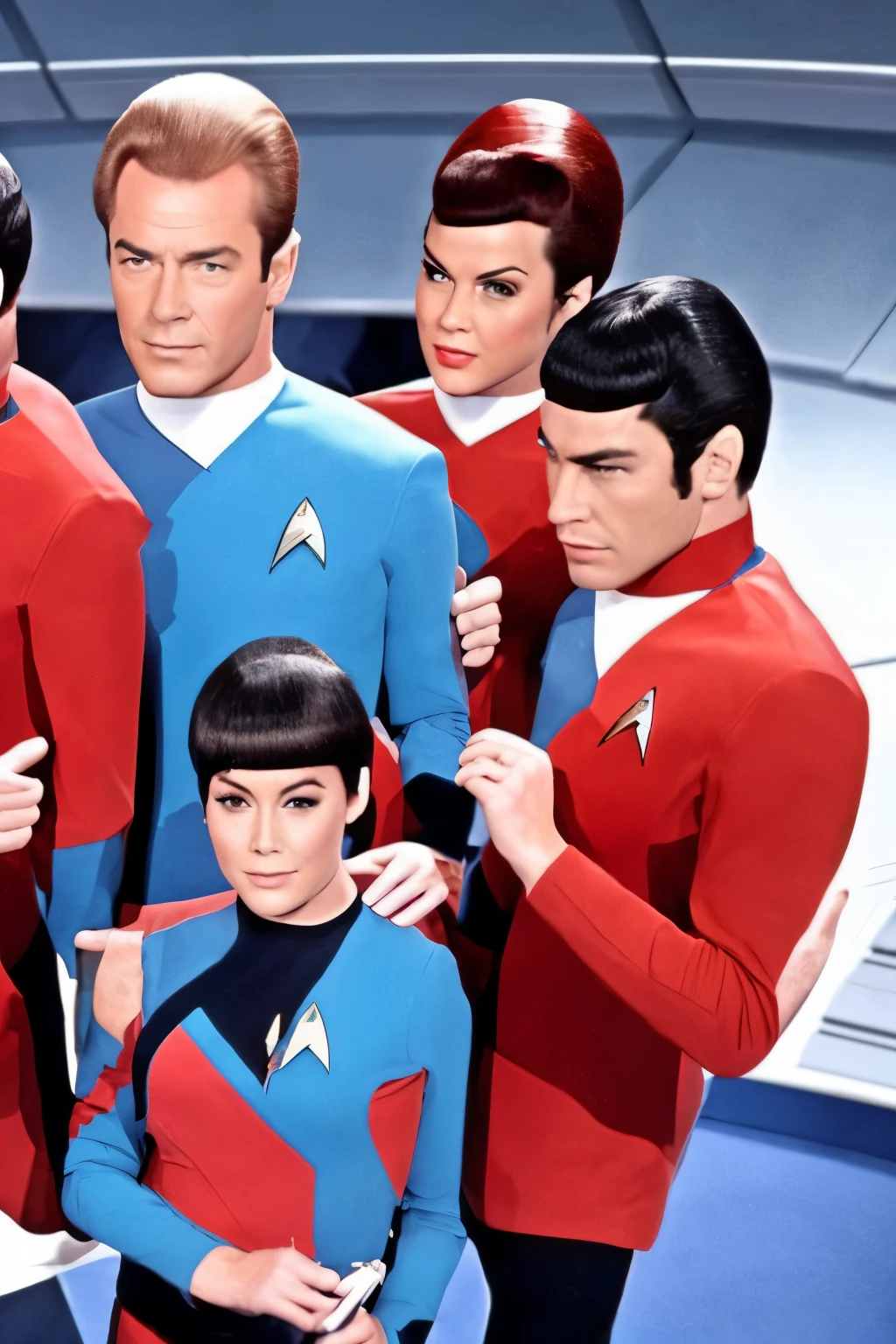 60s Star Trek Porn - Arafed image of a group of people dressed in star trek uniforms - SeaArt AI