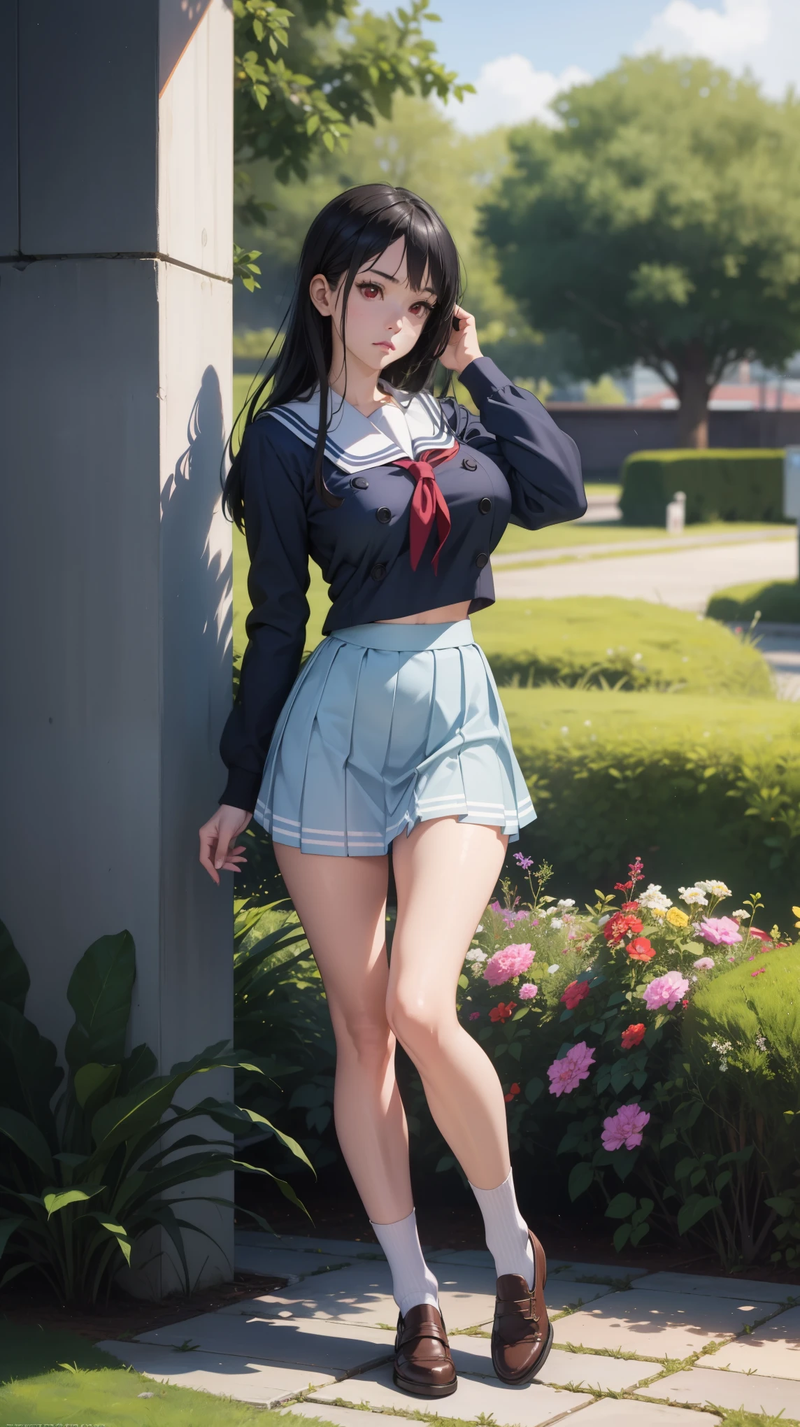 fille, seulement, tout le corps, de la tête aux pieds, (Énorme_seins:1.2), Beau body, corps parfait, Beau corps,

Mitsuki_nez, cheveux longs, cheveux noirs, séraphin, red eyes

a cartoon anime woman dressed in uniforme scolaire standing in front of wall, 1fille, seulement, uniforme scolaire, cheveux longs, cheveux noirs, jupe, fond blanc, chaussettes, fond simple, tout le corps, in uniforme scolaire, short jupe, mini jupe, Du côté:1.2,

dans le jardin, Beau garden, arrière-plan complet des composants,

art officiel, fond d&#39;écran CG Unity 8k extrêmement détaillé, éclairage parfait,Coloré, brillant_devant_affronter_Lumièreun chef-d&#39;œuvre:1.0),(meilleur_qualité:1.0), ultra haute résolution,4k,ultra-détaillé, la photographie, 8k, HDR, haute résolution, absurdes:1.2, Kodak portrait 400, grain de film, arrière-plan flou, bokeh:1.2, reflet, (vibrant_couleur:1.2)
, (Beau_affronter:1.5),(étroit_Taille),