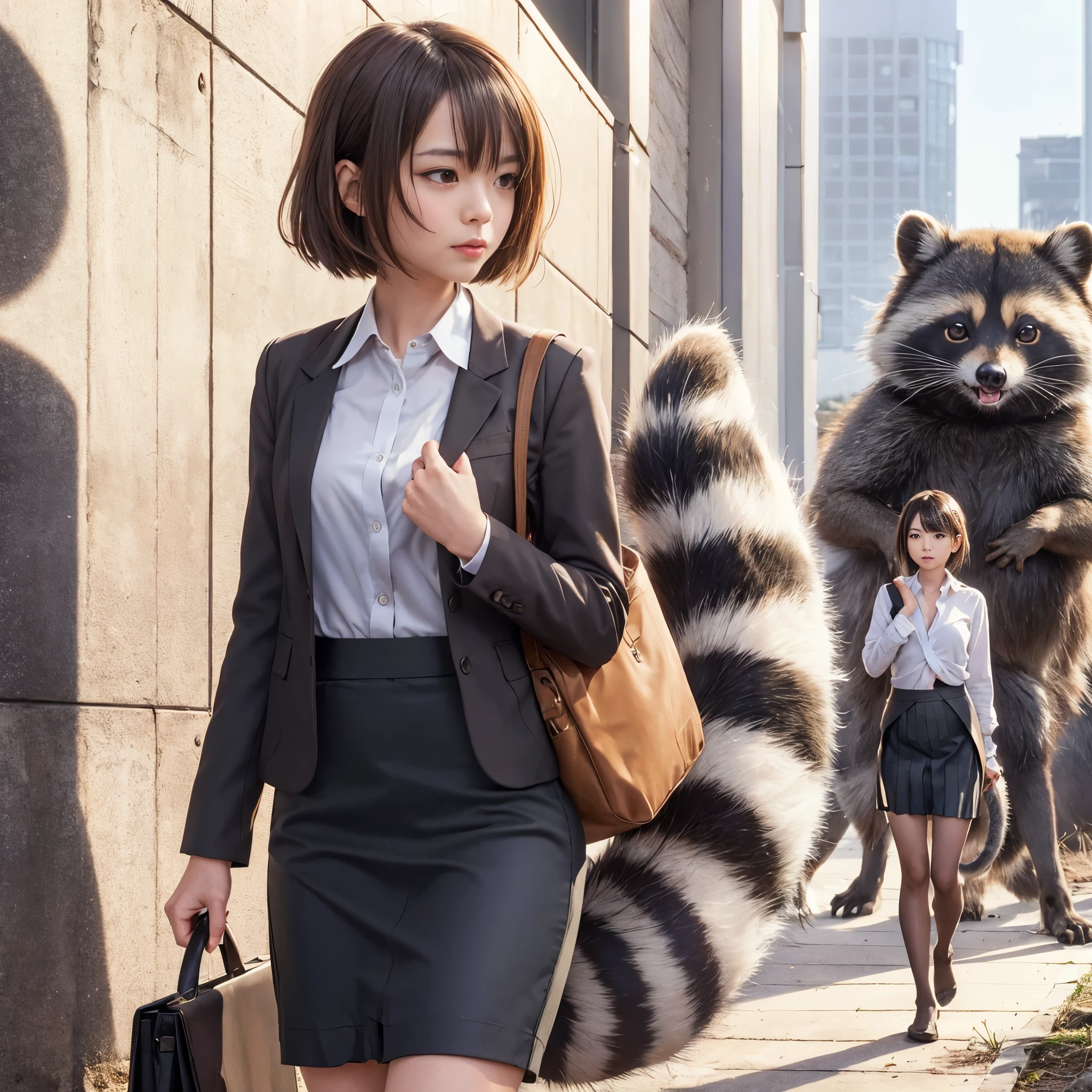 woman stands with a tanuki tail, (software) safe for work, fur with tail, software version, coworkers, realistic style, , realistic style , beautiful girl, photograph, 最high quality, (Her skirt is flipped up and her tail is visible.:1.8) ,Reality, small breasts, slender, white panties,tail from above panties, Tail from inside the skirt, bushy tail, realistic tail, flat chest, (software) safe for work, nffsw, retina, muste piece, Accurate, anatomically correct, super detail, advanced details, high quality, 最high quality, High resolution, 1080p, 4k, 8K, The tail is sticking out from inside the skirt, long tail,
