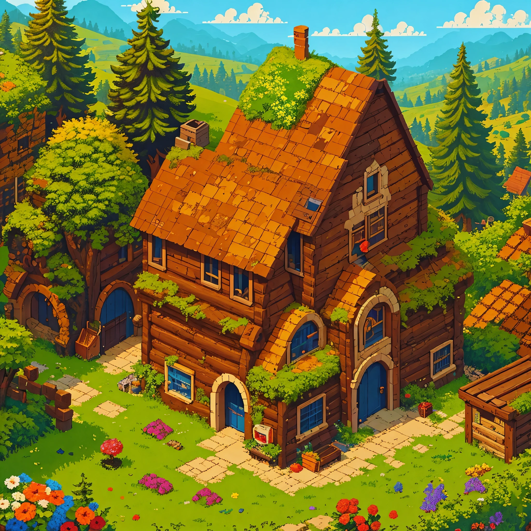 pixel art,1 building, masterpiece, best quality