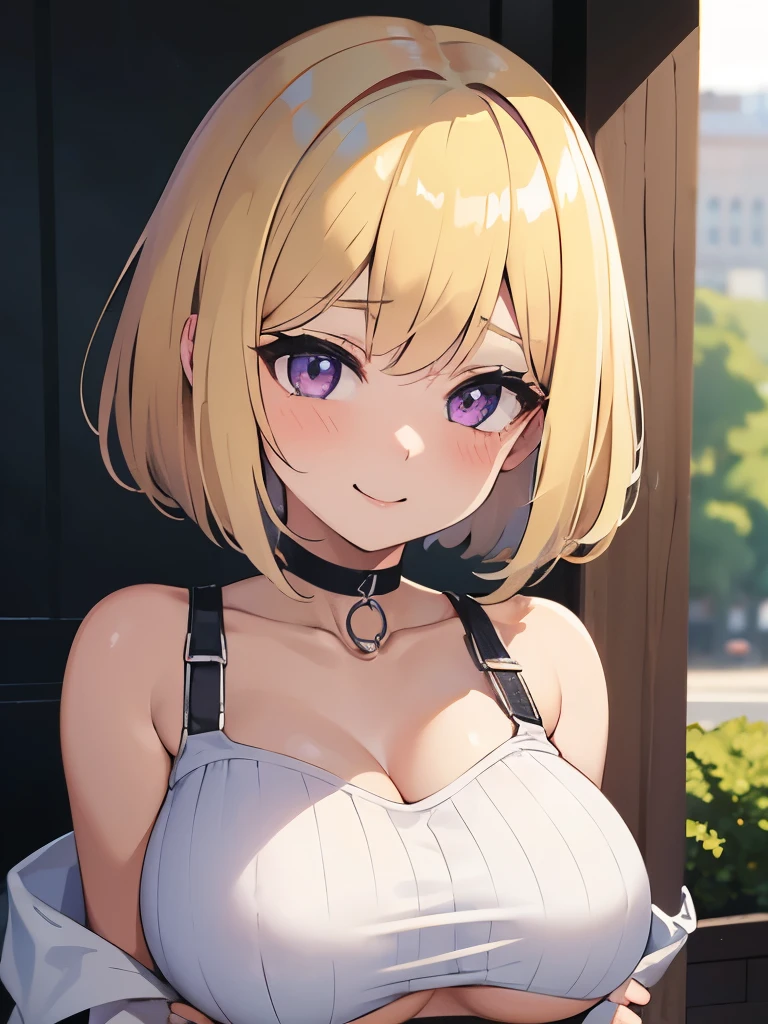 Anime girl with blonde hair and blue eyes posing for the camera - SeaArt AI