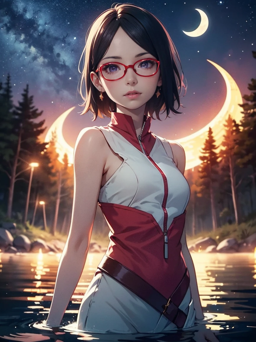 Illustration of Sarada Uchiha is dressed like a Roman empress in a white  tunic w - SeaArt AI