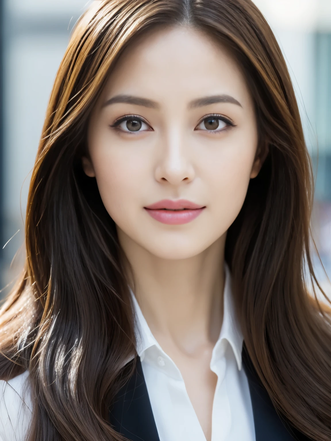 ((Angelina Sole)),((highest quality, 8K, masterpiece : 1.3)), sharp focus : 1.2, beautiful woman with perfect figure : 1.4, slim abs : 1.2, ((dark brown hair)), (Natural light, city street : 1.1), Highly detailed face and skin texture, fine eyes, double eyelid、((professional makeup:1.3))、((sexy milf:1.3))、thick lips、lip gloss、eye make up,((arabic:1.3)),close-up portrait, Model body、wearing a business suit, sharp focus, perfect dynamic composition, 美しくてfine eyes, thin hair, ((White department:1.3))