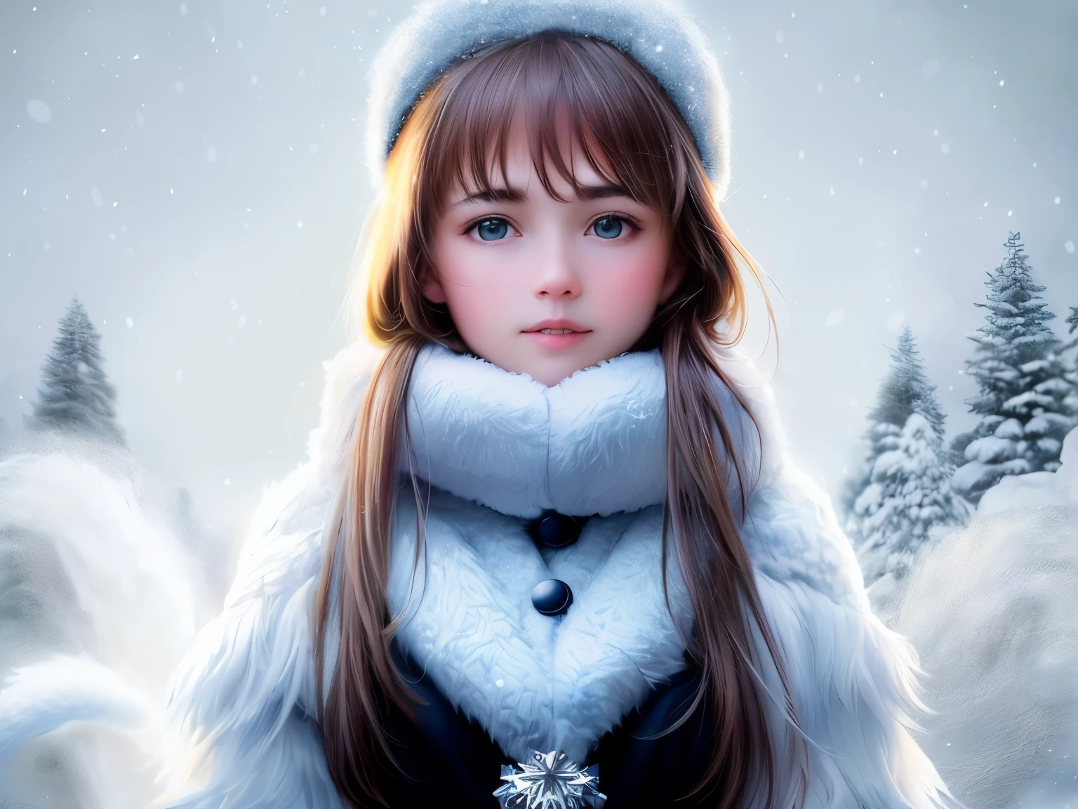 (RAW photo:1.2), (realistic:1.4), (highest quality:1.4), (ultra high resolution:1.2), (very detailed:1.3), (HDR:1.2), (cinematic lighting:1.3), (fine eyes), (facial details), (Fur details), (lots of snow:1.2). ), Cute Little Fox, Are standing, (3/4 Body Portrait: 1.2), (hairy tail: 1.2), (soft fur: 1.2), (Moe: 1.2), (looking at the audience), (innocent look), (soft light), (dreamy), (dream: 1.3), (ethereal: 1.3), (magic: 1.2), (snowflake: 1.2), (winter wonderland: 1.3), (Whimsical: 1.2), (fun: 1.2), some accessories, busts, alone